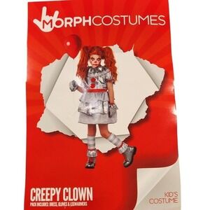 MorphCostumes Creepy‎ Clown Costume Girls L Gray Dress Legwarmers Halloween